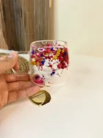 لیوان دوجداره گل خشک فانتزی