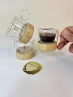 شات قهوه دوجداره دسته‌داربامبو