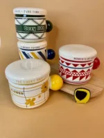 ماگ طرحدار دسته گرد سرامیکی