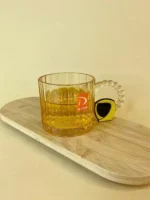 لیوان دسته مرواریدی شیاردار شامپاینی