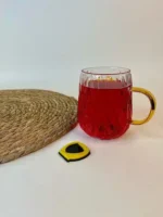 لیوان موج دار دسته طلایی