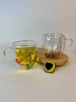 لیوان دوجداره گلدار فانتزی