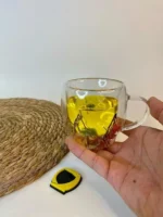 لیوان دوجداره گلدار فانتزی