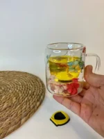 لیوان دوجداره گلدار خاص
