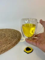 لیوان دوجداره بلند دسته دار