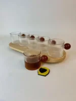 شات قهوه شیاردار دسته گرد چوبی