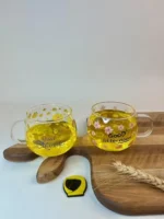 لیوان شیشه‌ای گل‌دار