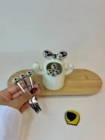 چنگال زیتون خوری سفید نقره‌ای
