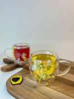 لیوان دوجداره با گل طبیعی