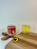 لیوان دوجداره با گل طبیعی