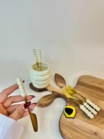 کارد کره‌خوری مرواریدی طلایی