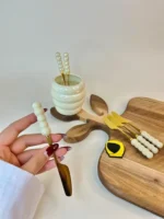 کارد کره‌خوری مرواریدی طلایی