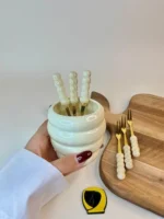 چنگال زیتون‌خوری مرواریدی طلایی