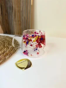 لیوان دوجداره فانتزی گل‌دار
