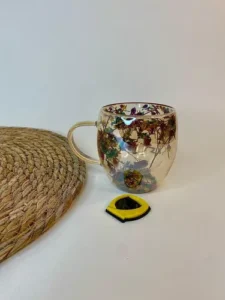 لیوان دوجداره فانتزی گل‌دار