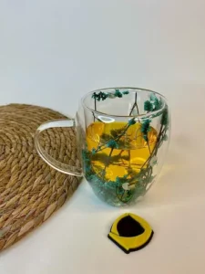 لیوان دوجداره فانتزی گل‌دار