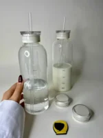 بطری آب مدرج نی‌دار