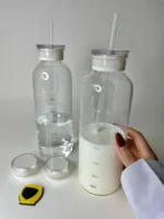 بطری آب مدرج نی‌دار
