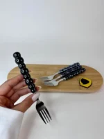 چنگال میوه‌خوری مرواریدی مشکی