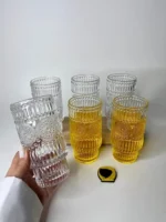 لیوان شیشه‌ای طرح گل