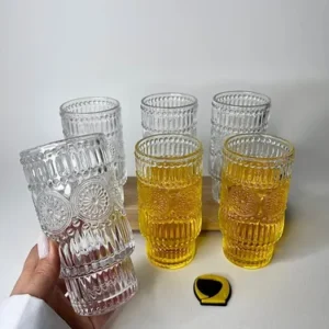 لیوان شیشه‌ای طرح گل