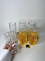 لیوان شیشه‌ای طرح گل