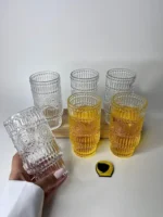 لیوان شیشه‌ای طرح گل