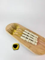 چنگال غذاخوری مرواریدی طلایی