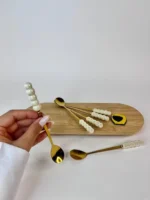قاشق شربت‌خوری مرواریدی طلایی