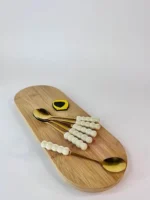 قاشق مرباخوری مرواریدی کرم‌طلایی