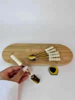 قاشق بستنی‌خوری مرواریدی طلایی