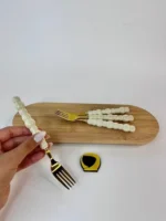 چنگال میوه‌خوری مرواریدی طلایی