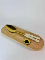 قاشق سوپ‌خوری مرواریدی طلایی