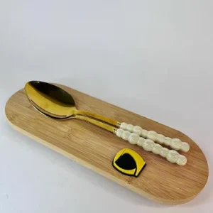 قاشق سوپ‌خوری مرواریدی طلایی