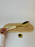 قاشق سوپ‌خوری مرواریدی طلایی
