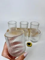 لیوان کوتاه شیاردار لبه طلایی