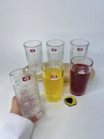 لیوان شیشه‌ای طرحدار بلند
