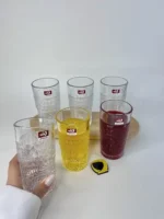 لیوان شیشه‌ای طرحدار بلند