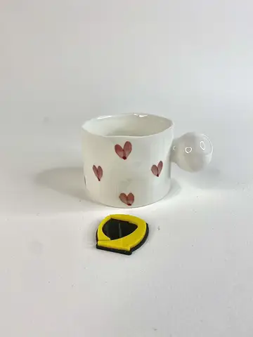 ماگ سفید دسته گرد سرامیکی