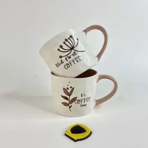 ماگ طرح گل و قهوه