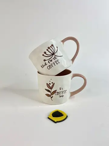 ماگ طرح گل و قهوه