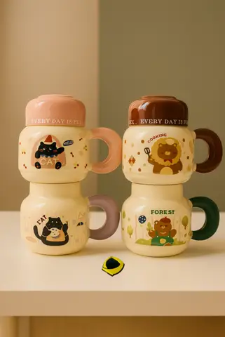 ماگ سرامیکی خرس و گربه