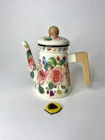 کتری لعابی دسته بغل چوبی