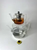 کتری و قوری پیرکس کف استیل دسته مستطیل