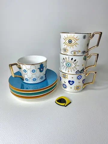 ماگ و زیر ماگی طرح چشم زخم ماگ و زیر ماگی طرح چشم زخم