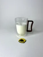 لیوان دوجداره دسته چوبی تیره موجدار