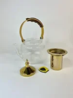 قوری پیرکس تپل شیاردار دسته طلایی 1000 میل