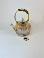 قوری پیرکس برفی شامپاینی دسته طلایی 1000 میل