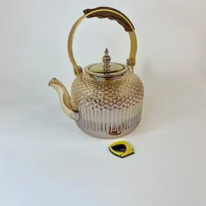 قوری پیرکس برفی شامپاینی دسته طلایی 1000 میل