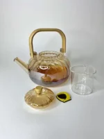 قوری پیرکس کدویی شامپاینی دسته بامبو 1500 میل